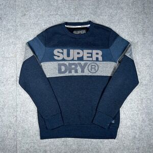Superdry Sport Sweatshirt Mens Large Navy Gym Tech Crewneck Pullover Activewear